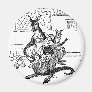 Motherly Kangaroo Vintage Black and White Magnet