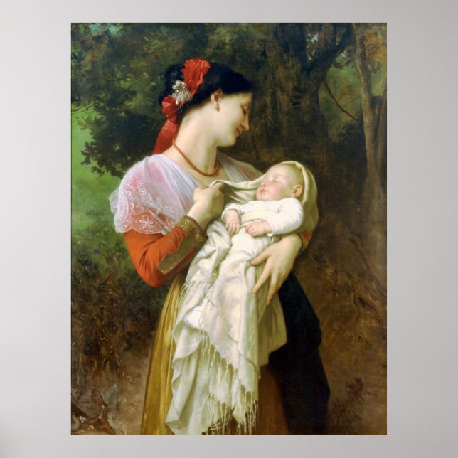 Motherly Kärlek Bouguereau Fine Art Poster (Framsidan)