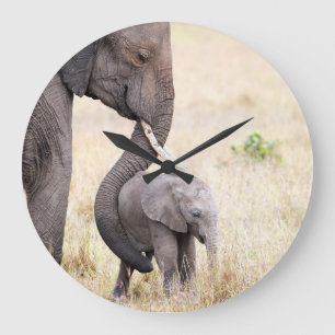 Motherly kärlek elephant baby stor klocka