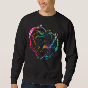 Motherly Kärlek Heart Mors dag Färg Roligt Lång Ärmad Tröja