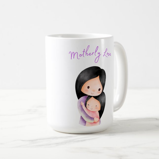 Motherly kärlek-mamma och dotterkramning kaffemugg (Framsida höger)