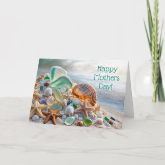 Mothers Day Beach Sea Glass and Shells Starfish Kort