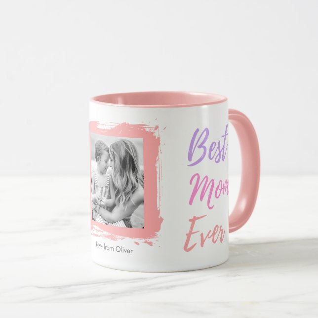 Mother's Day Best Mom Ever Photo Pink Personalized Mugg (Framsida höger)