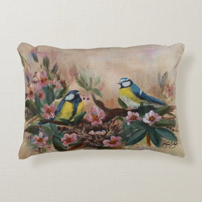 "Mothers Day Birds" Accent Pillow Prydnadskudde (Framsidan)
