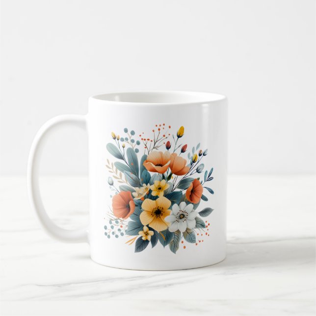 Mother's Day Boho Flowers Clipart-61983 Kaffemugg (Vänster)