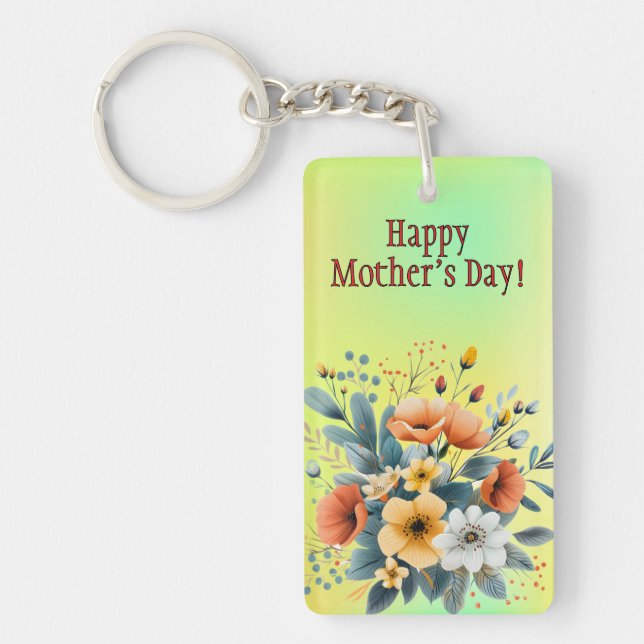 Mother's Day Boho Flowers Clipart-61983 Keychain B Nyckelring (Framsidan)