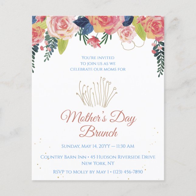 Mother's Day Brunch Party Invitation Flygblad (Framsidan)