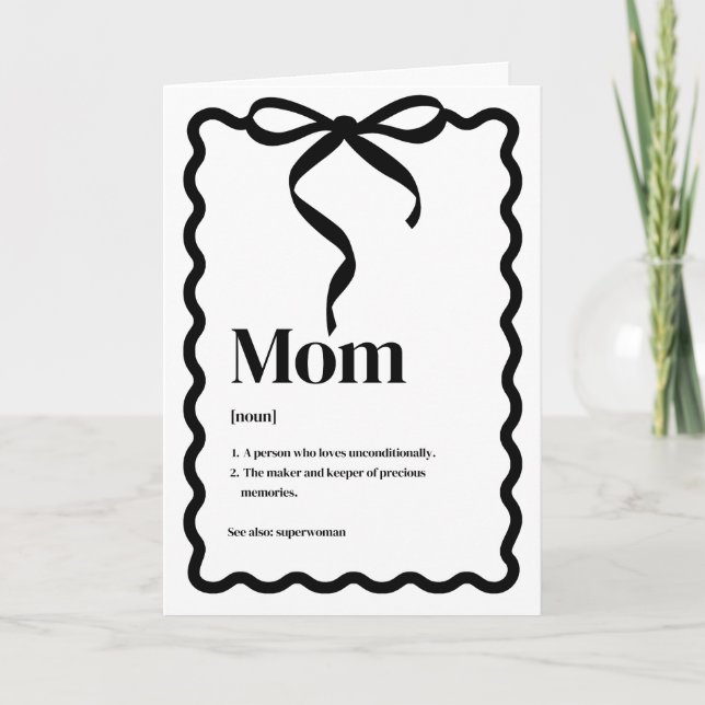 Mother's Day Card; Mom "Noun" Kort (Framsida)