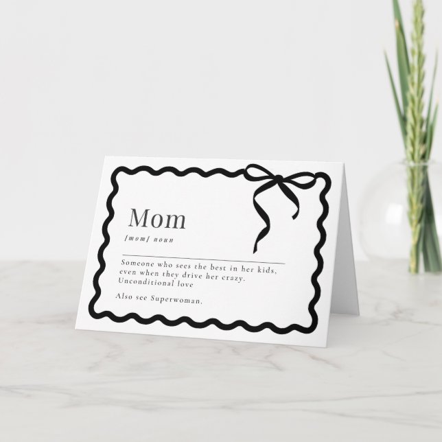 Mother's Day Card; Mom "Noun" Kort (Framsida)