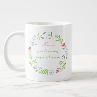 Mother's day floral green superhero mom jumbo mugg