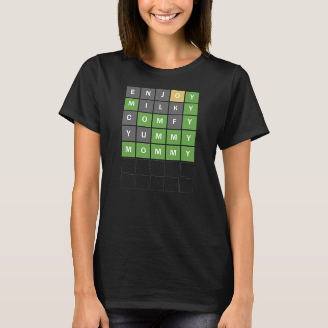 Mother's Day Funny New Mom Word Guessing Game T Shirt (Framsida)