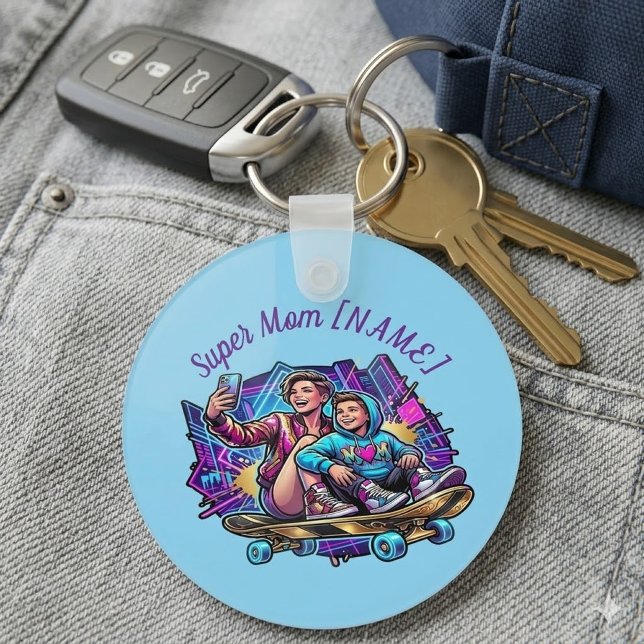 Mother's Day Gift Personalized Neon Mom Son Keyrin Nyckelring (Skapare uppladdad)