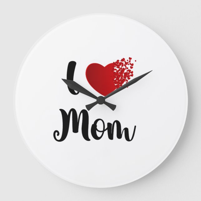 Mother's Day I Love Mom Heart Explosion Gift  Stor Klocka (Framsida)