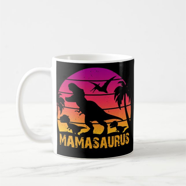 Mother's Day MAMASAURUS T Rex Dinosaur Family Kaffemugg (Vänster)