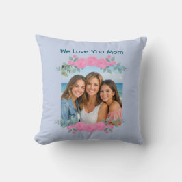 Mother's Day Mom Photo Throw Pillow Roses Lavender Kudde