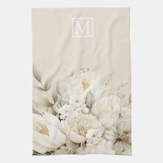 Mother's Day monogram floral custom Kökshandduk