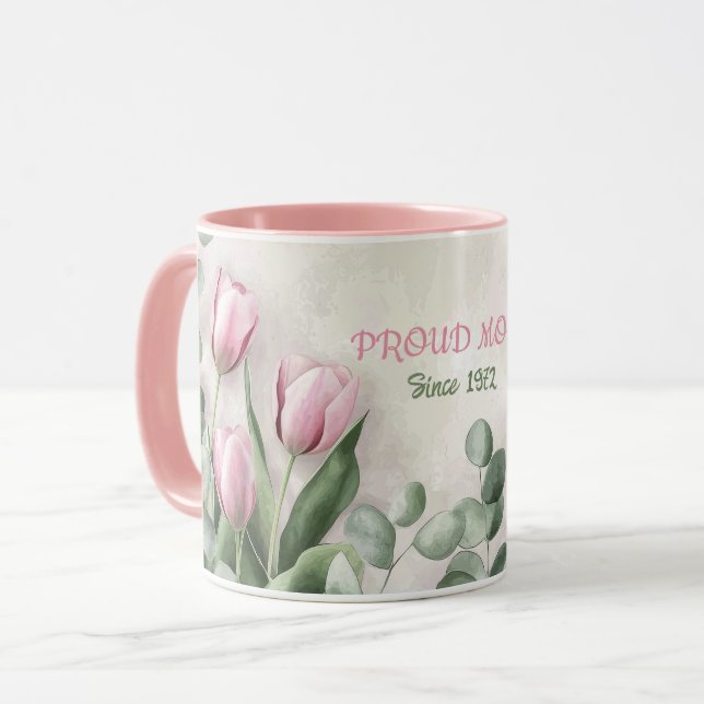 Mother's Day Mug Text "MOM" "Since 1972" Mugg (Framsida vänster)