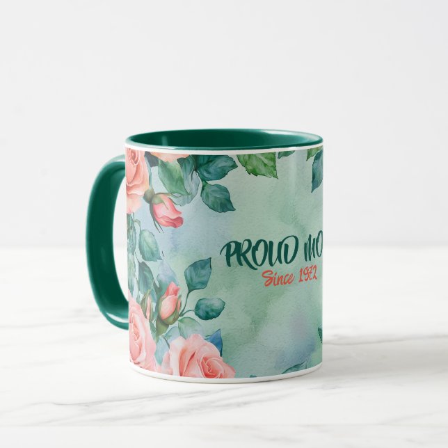 Mother's Day Mug Text "MOM" "Since 1972" Mugg (Framsida vänster)