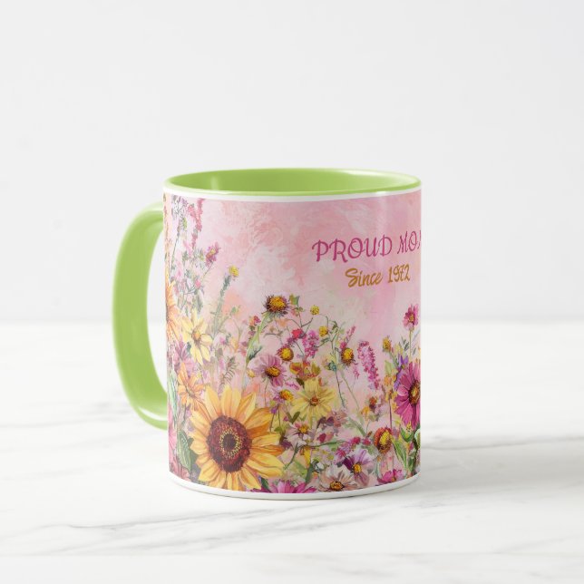Mother's Day Mug Text "MOM" "Since 1972" Mugg (Framsida vänster)