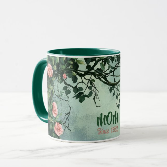 Mother's Day Mug Text "MOM" "Since 1972" Mugg (Framsida vänster)