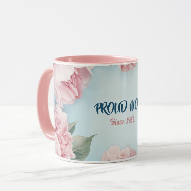 Mother's Day Mug Text "MOM" "Since 1972" Mugg (Framsida vänster)