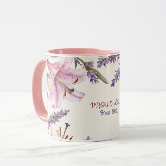 Mother's Day Mug Text "MOM" "Since 1972" Mugg (Framsida vänster)