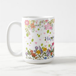 Mother's Day Mug with Floral Backdrop and Heartfel Kaffemugg