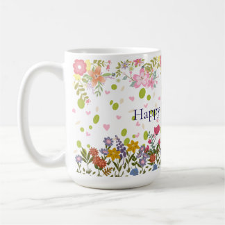 Mother's Day Mug with Floral Backdrop and Heartfel Kaffemugg