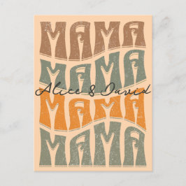 Mother's Day Natural Color Mama Kids Name T-Shirt Vykort