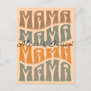 Mother's Day Natural Color Mama Kids Name T-Shirt Vykort
