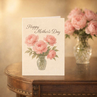 Mother's Day Pink Floral Peonies  Kort