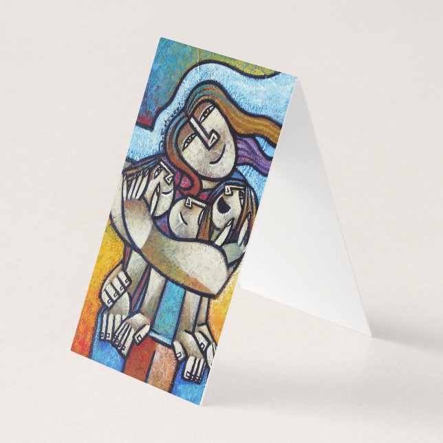 Mothers Hug - Contemporary Cubist Art Greeting Car Kort (Baksida)