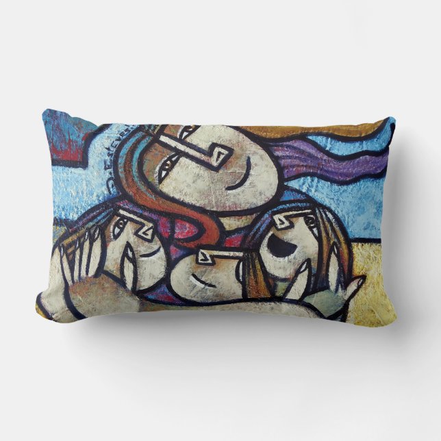 Mothers Hug - Contemporary Cubist Lumbar Pillow Lumbarkudde (Framsida)
