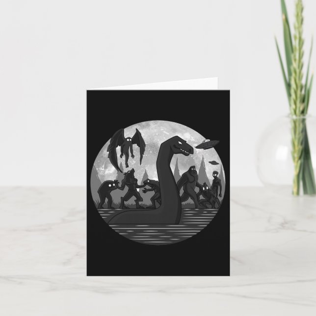 Mothman Bigfoot Loch Ness Monster Aliens Ufo Kul C Kort (Framsida)