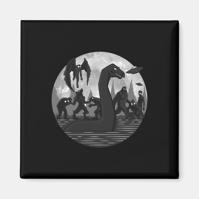Mothman Bigfoot Loch Ness Monster Utomjordingars U Magnet (Framsidan)