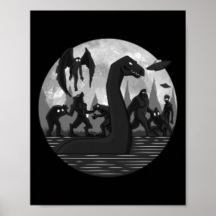 Mothman Bigfoot Loch Ness Monster Utomjordingars U Poster