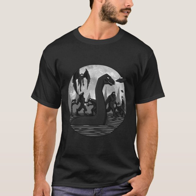 Mothman Bigfoot Loch Ness Monster Utomjordingars U T Shirt (Framsida)
