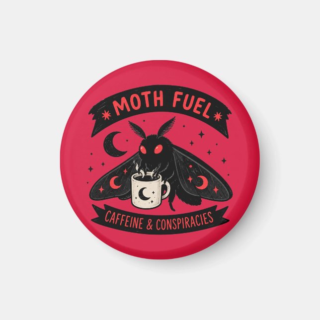 Mothman Coffee Moth Bränsle Koffein och Konspirati Magnet (Framsidan)