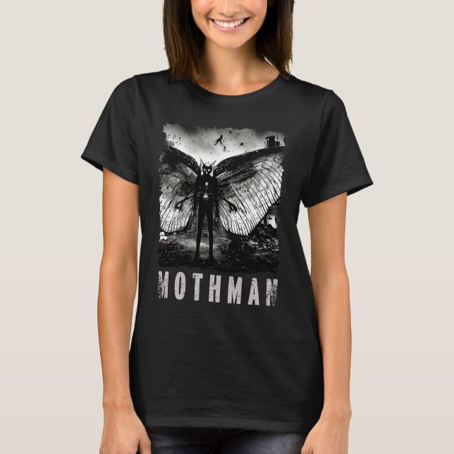 Mothman Creepy Photo Cryptid Distressed T Shirt (Framsida)