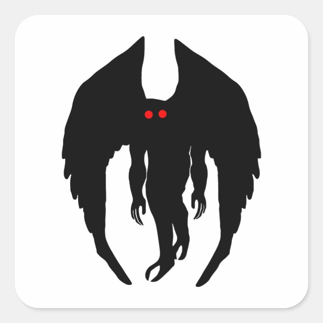 Mothman Cryptid Fyrkantigt Klistermärke (Framsida)