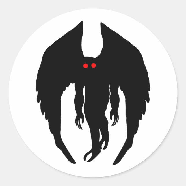 Mothman Cryptid Runt Klistermärke (Framsida)