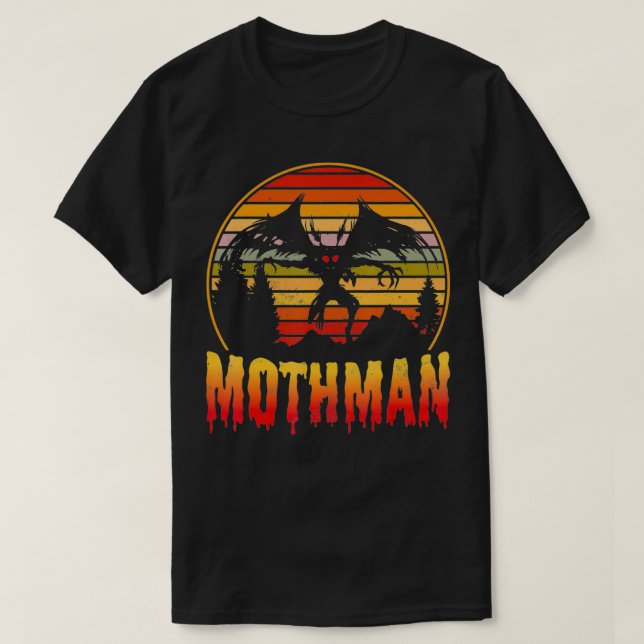 Mothman Cryptid Vintage Sunset  T Shirt (Design framsida)