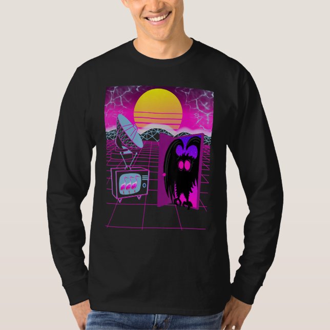 Mothman Figure Cryptid Vapor Wave Art T Shirt (Framsida)