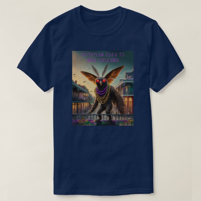 Mothman Goes till New Orleans T Shirt (Design framsida)