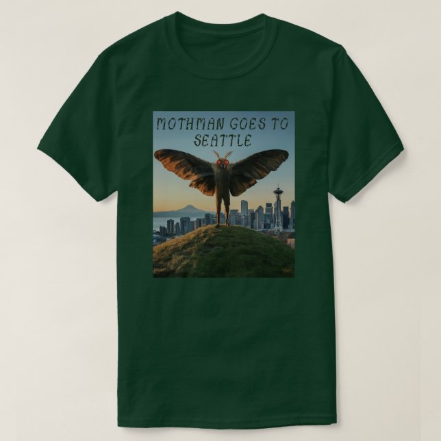 Mothman Goes till Seattle T Shirt (Design framsida)