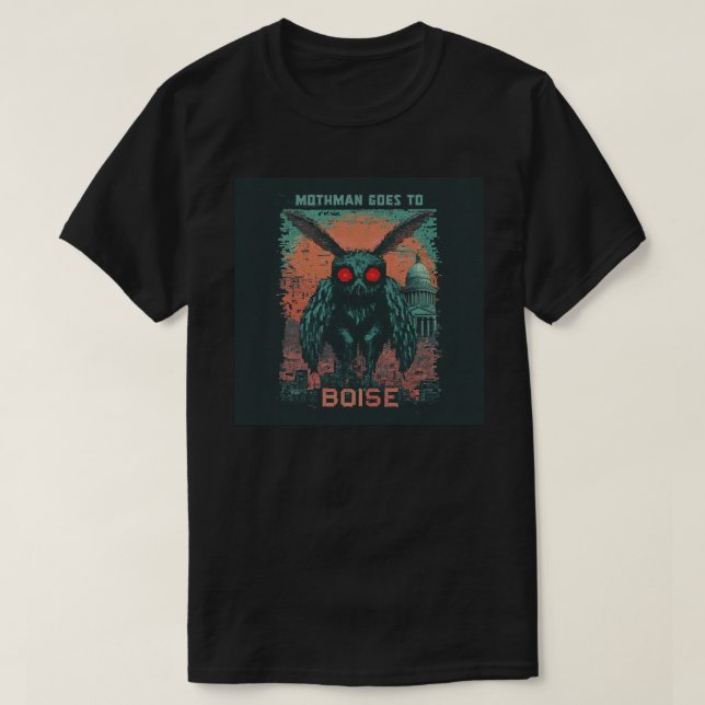 Mothman Goes to Boise T Shirt (Design framsida)