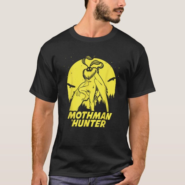 Mothman Gömmer Seek Hunter Champion Cryptid T Shirt (Framsida)