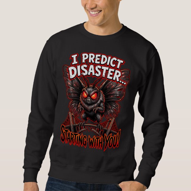 Mothman I Predict Disaster Funny Cryptid Humor Lång Ärmad Tröja (Framsida)