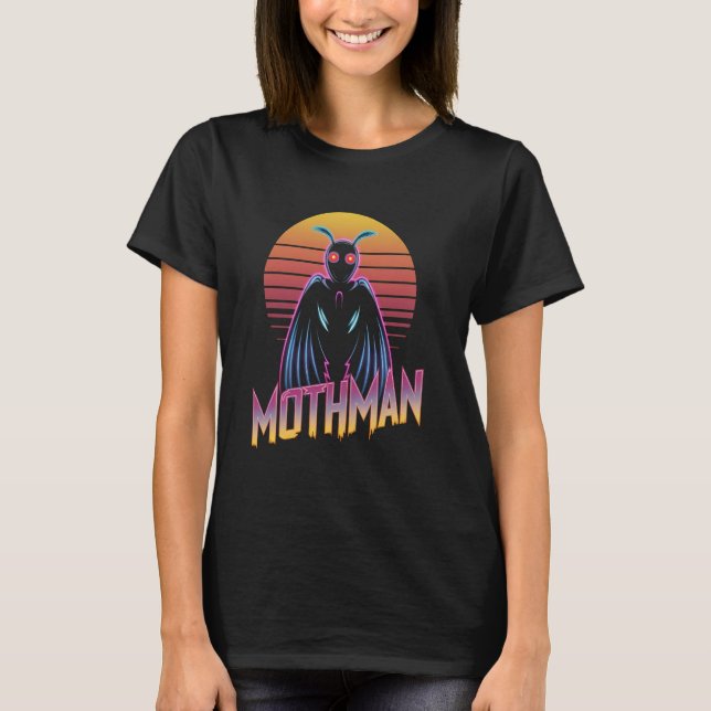 Mothman-kryptid för folklore och mystik Retro Gra T Shirt (Framsida)
