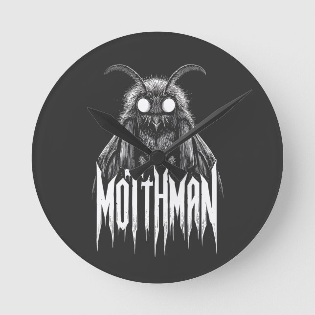 Mothman Kryptid Skräck Gotisk Paranormal Varelse  Rund Klocka (Framsida)
